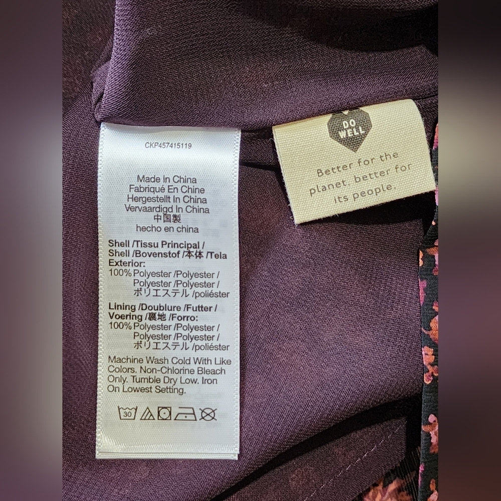 MADEWELL Orchard Floral Smocked Cuff Button-Up Top, size 00, purple/orange - Picture 7 of 7